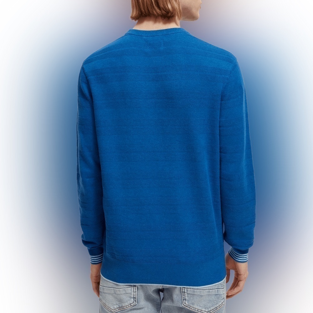Scotch & Soda Blue Linen-Blended Crewneck Sweatshirt Medium - Picture 4 of 8